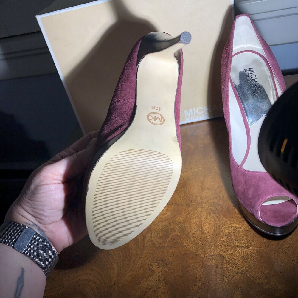 MICHAEL KORS YORK PLATFORM WOMENS SUEDE HEELS SLIP-ON SHOES 10M New In Box - Picture 8 of 8